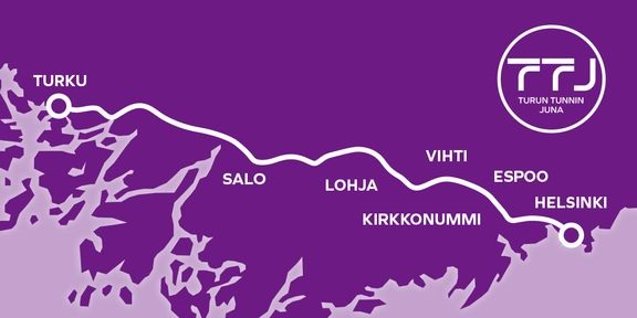 Turun Tunnin Juna -hankeyhtiössä ovat valtion, Helsingin ja Turun lisäksi mukana Espoo, Kirkkonummi, Vihti, Lohja ja Salo. 