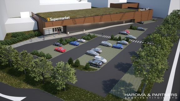 Havainnekuva uudesta kaupasta.