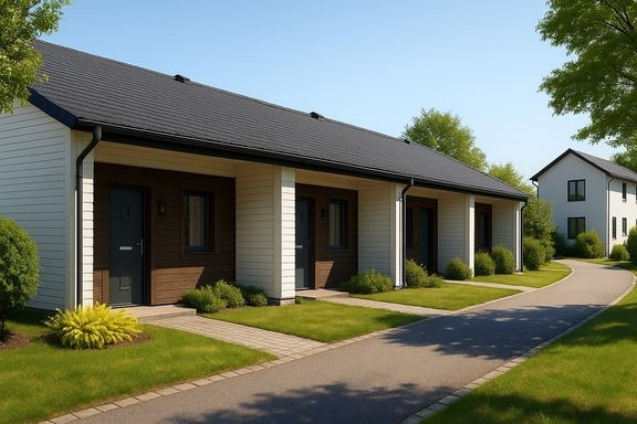 Havainnekuva Matintalonlenkille ja Hevankiolle rakennettavista rivitaloista. 