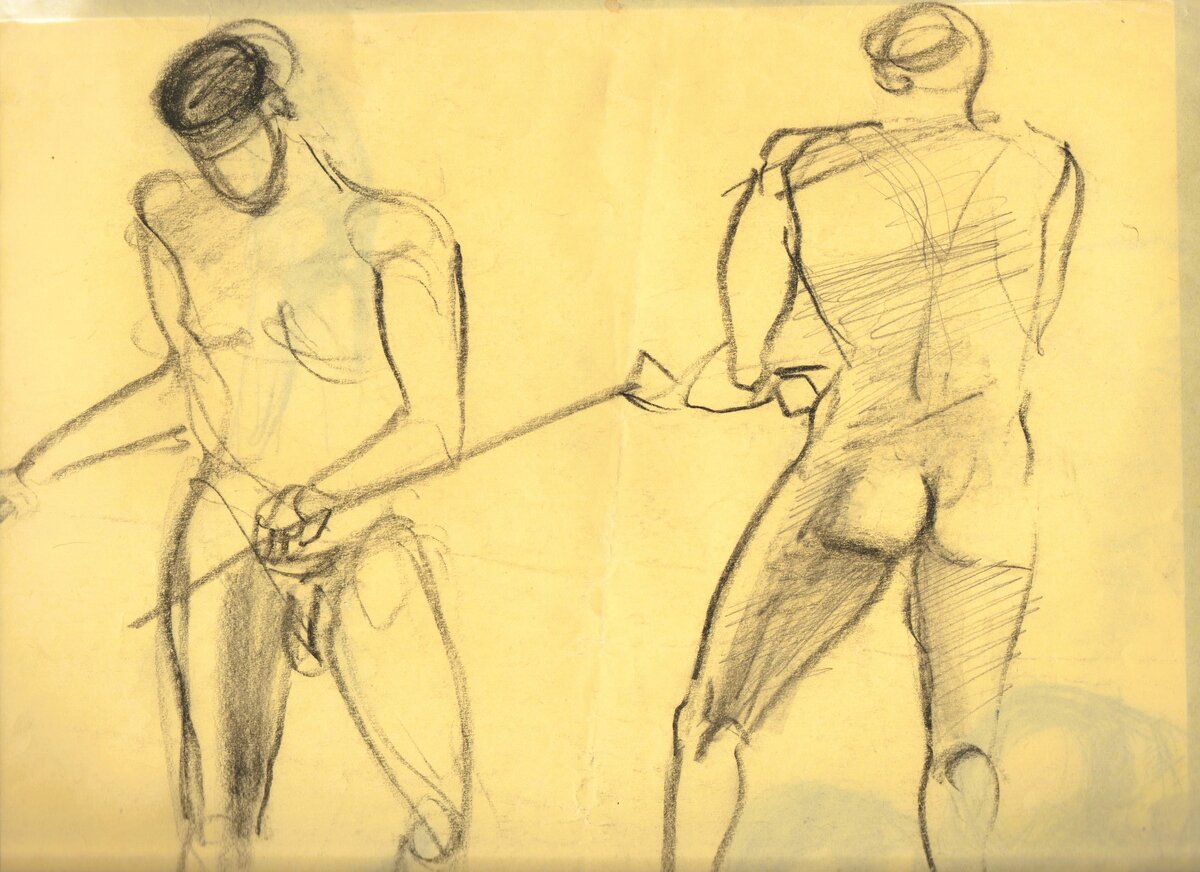 Päivi Nätynki, Croquis, 1993, hiilikynä.