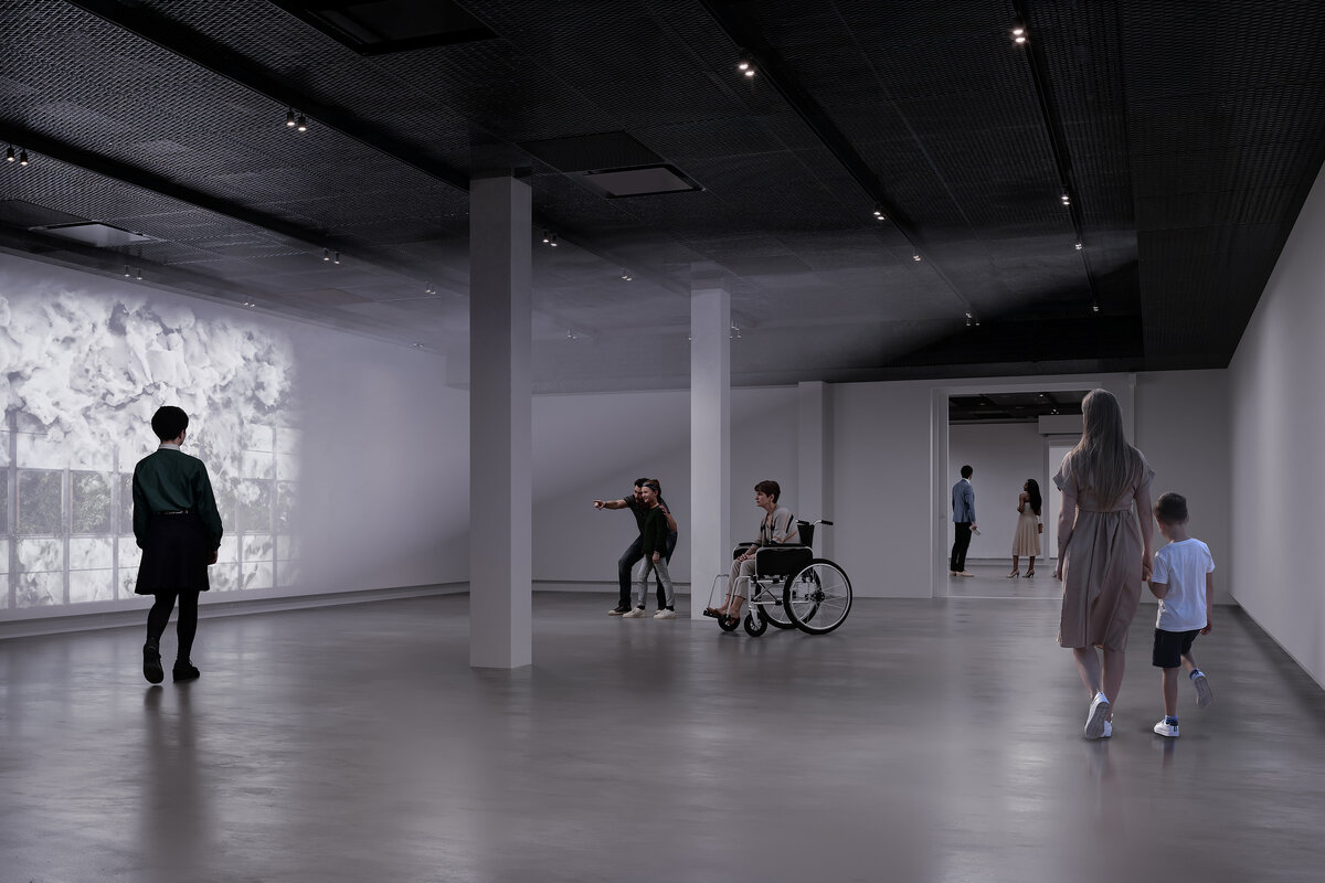 Havainnekuva WAMin alakerran näyttelytilasta.