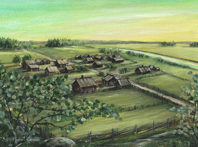 Marita Katariina Ojala, Kylä ja joki. Turkulainen taiteilija on kuvittanut Suuri Postitie 1753 -näyttelyn.