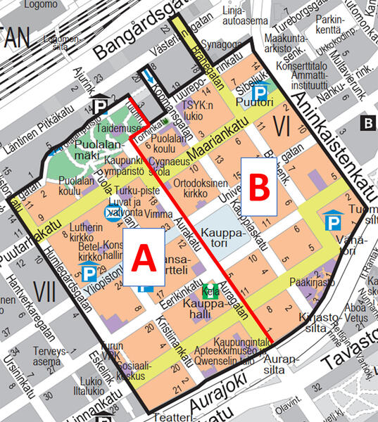 Keskustan tehosiivousalue.