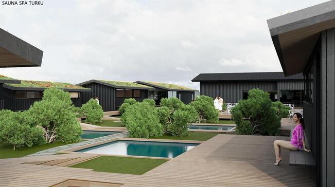 Seitsemässä saunarakennuksessa olisi yhdeksän saunaa. Kylmävesialtaita olisi kaksi, lämminvesialtaita kolme.