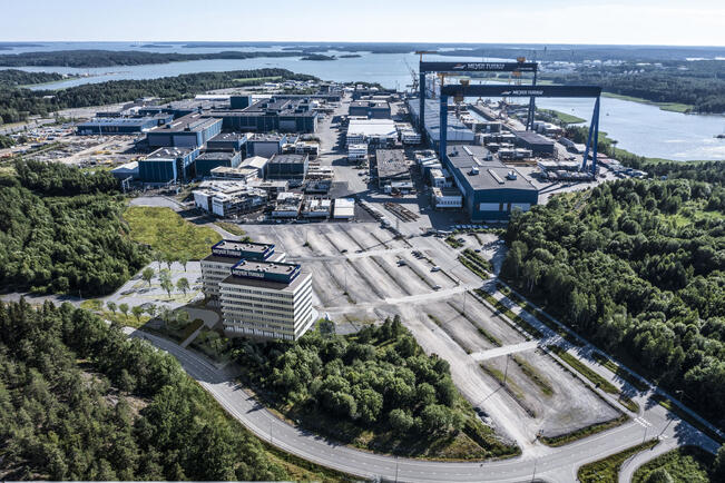 Meyer Turun uusi pääkonttori havainnekuvassa.