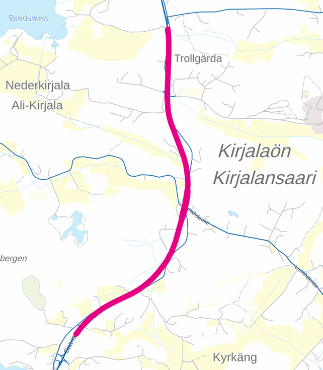  Paraisilla riista-aitaa rakennetaan maantielle 180 Kirjalansalmen sillan ja Hessundinsalmen sillan väliselle osuudelle.




