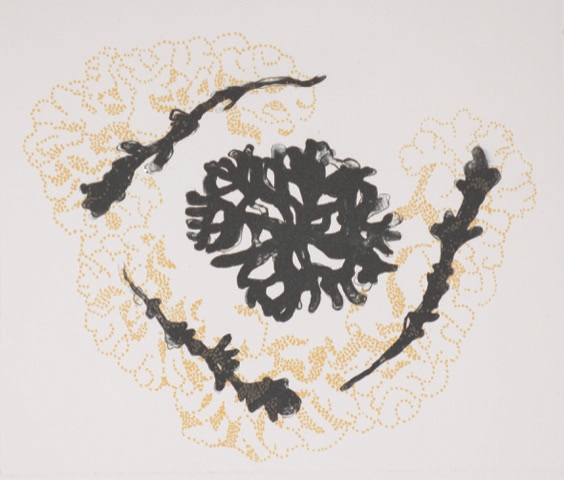 Raija Korppila, Suojassa, fotogravyyri, 18x22 cm, 2026.