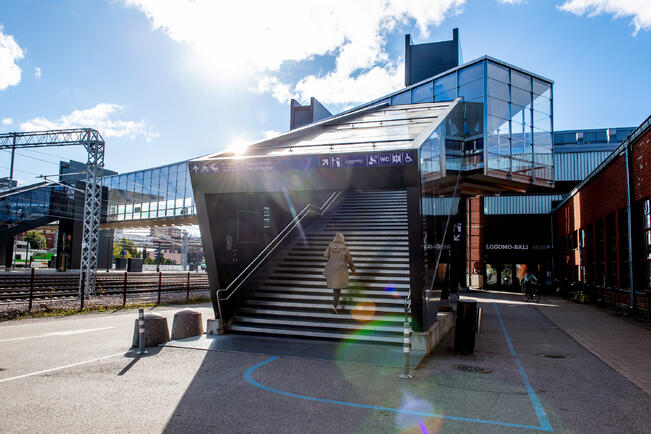 Logomon silta koko komeudessaan.