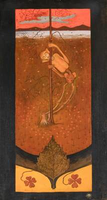 Hugo Simberg, Syksy, 1896. Tempera kankaalle, 76 x 40 cm. Yksityiskokoelma.  